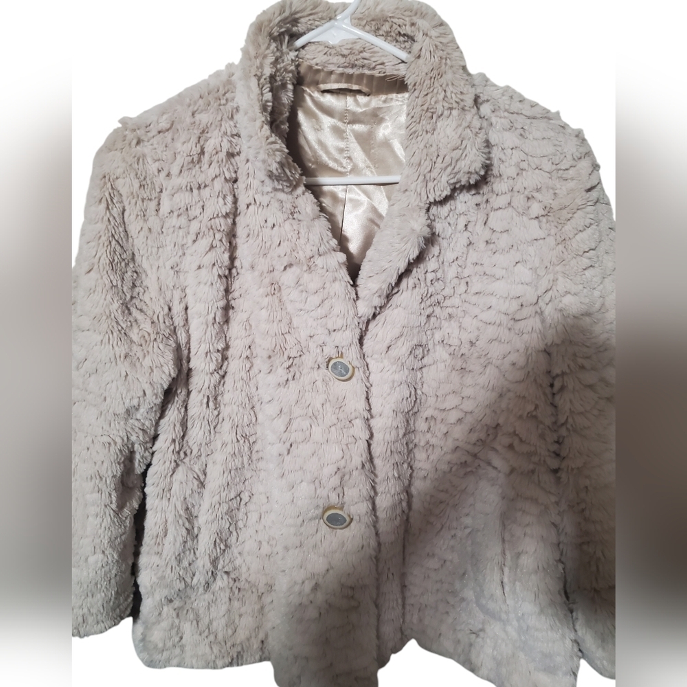 BEIGE SWING COAT 3/4 SLEEVE VINTAGE MED